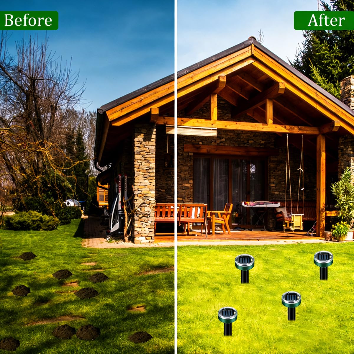 Maulwurfschreck 10 Pack Solar Sanke Repellent Sonic Gopher Repellent Wühlmausjäger Maulwurfschreck Sonic Spikes Repellent Ultraschall Schädlingsbekämpfung Outdoor Halten Maulwürfe von Hof Rasen