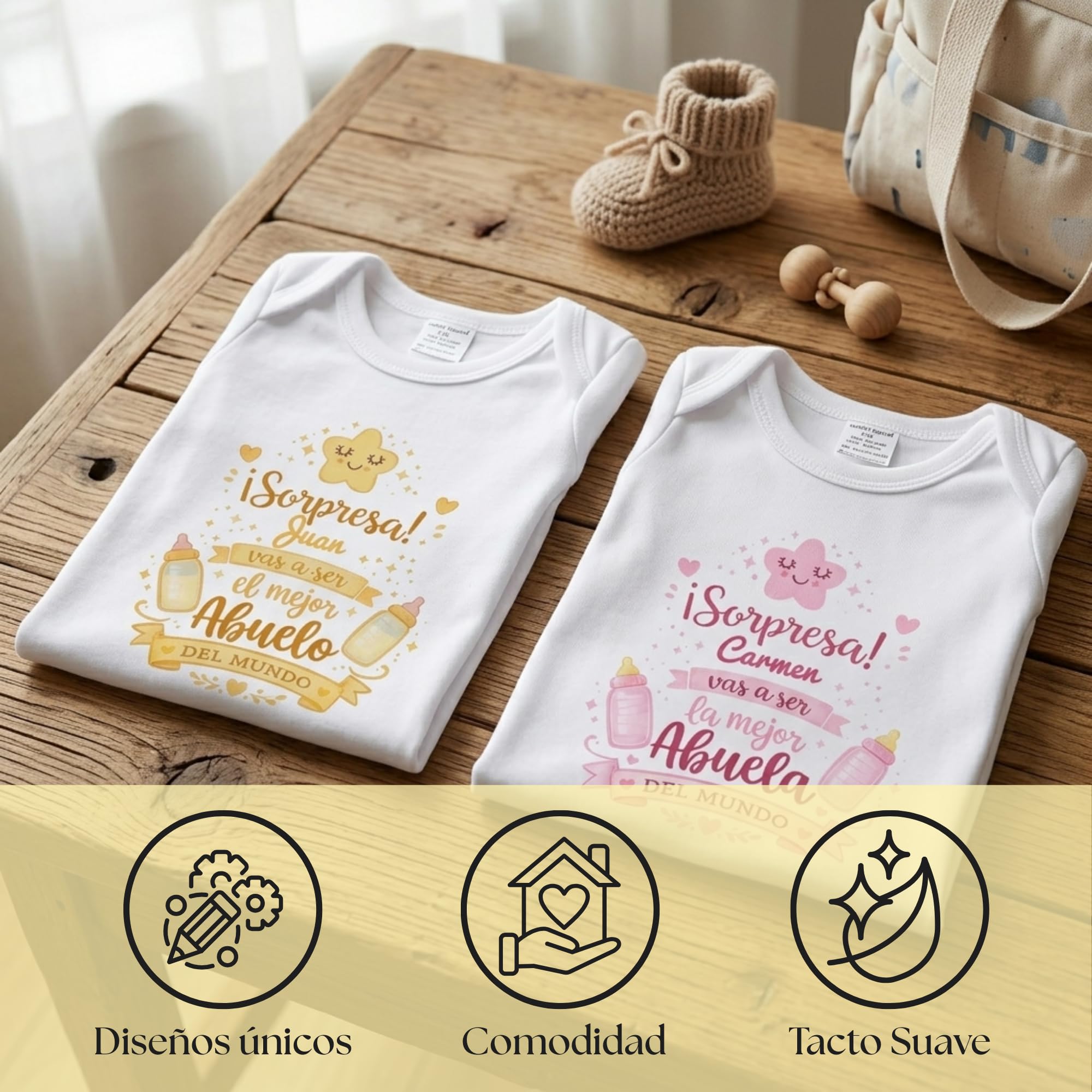 LolaPix Body Vas a ser... Bebé. Body Personalizado para Bebes. Regalo Sorpresa Anuncio Embarazo para Abuela. Manga Corta y Larga - Tallas de 0 a 18 meses — view 6