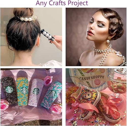 Miniatura 4 de Niziky 1100 perlas planas y diamantes de imitación, diamantes de imitación de resina de color AB de tamaño mixto de 0.116 a 0.394 pulgadas, medias