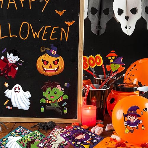 Miniatura 4 de Calcomanías de Halloween para niños, haz tus propias calcomanías de Halloween, rellenos de bolsas de golosinas de Halloween, calcomanías de juegos