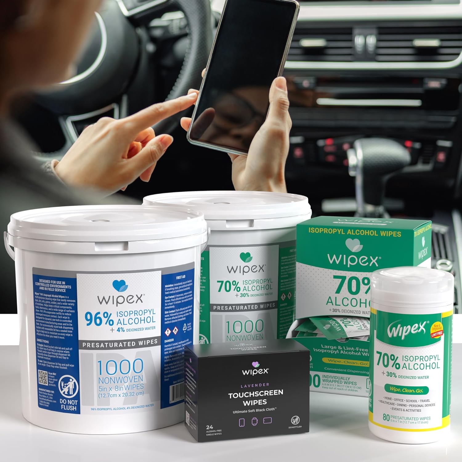 Wipex Alcohol Wipes for Electronics - Tech Wipes with 70% Isopropyl Alcohol - Equipment Cleaning for Computers, iPhones and Household Items, New Lint Free Cloth, 80 Count (Pack of 6)