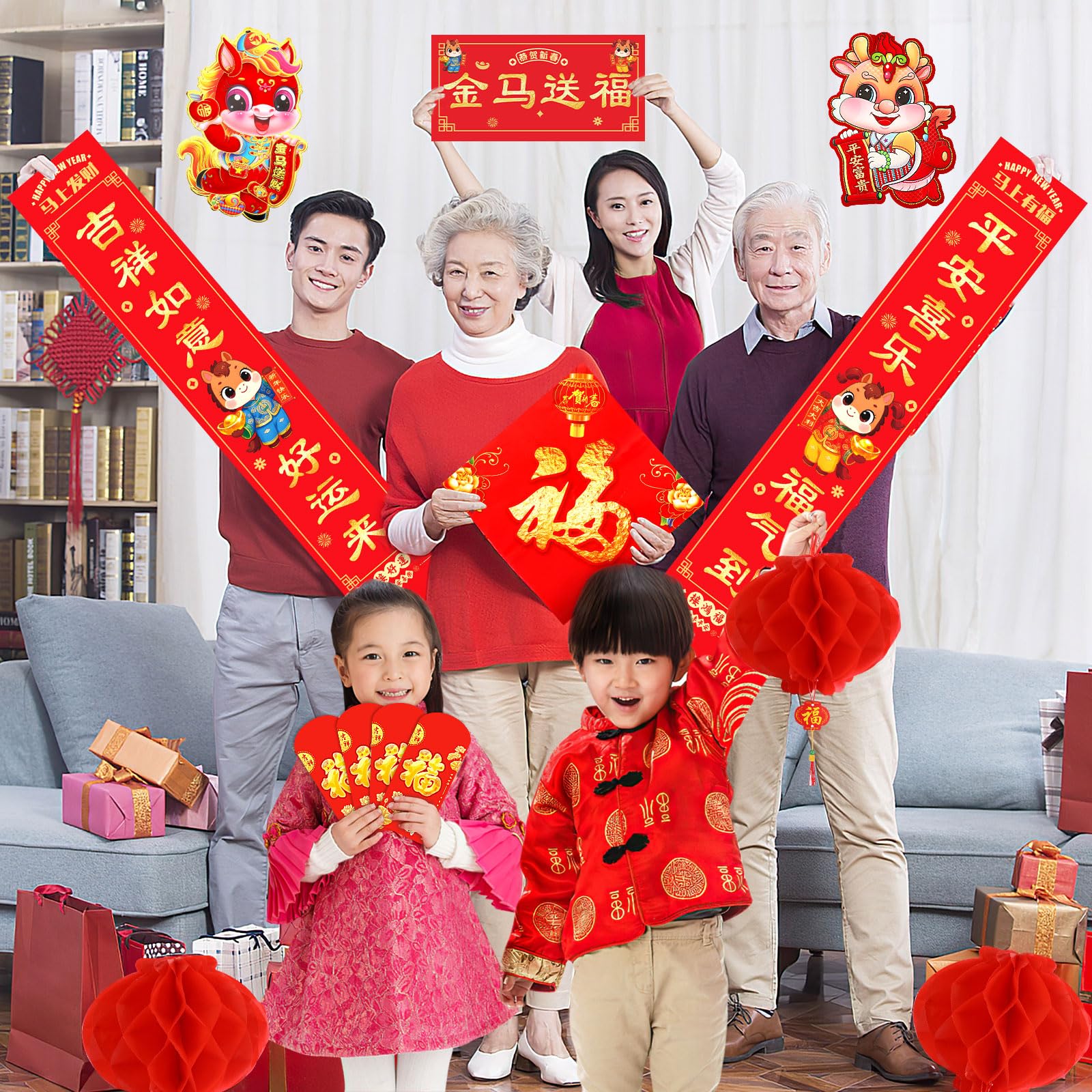 52 stuks Chinees Nieuwjaar decoraties 2026 - Chinese lantaarns 3D rode 52 stuks Chinees Nieuwjaar decoraties 2026 - Chinese lantaarns 3D rode