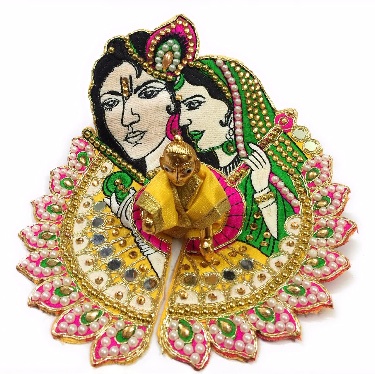 Laddu Gopal Poshak jaune taille 3 vêtement traditionnel Thakurji Kanhaji