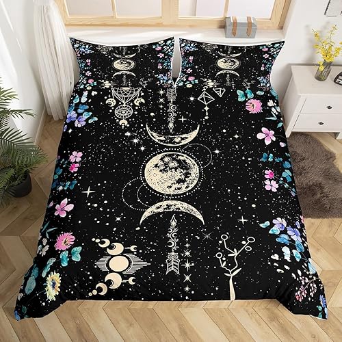 Miniatura 190 de Juego de funda de edredón de 3 piezas, diseño de hongos, diseño de hojas botánicas de acuarela y fresa, para niños, adolescentes, adultos, libélula