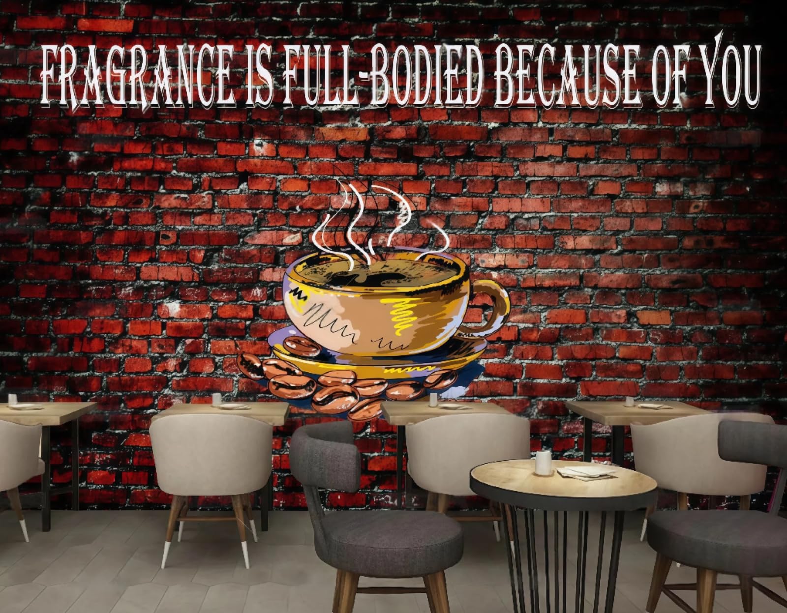 XDOUBAO Wallpaper Nostalgic Retro Red Brick Wall Youth-Themed Bar Drink Shop Afternoon Tea Western Restaurant Background Wall Wallpaper Coffee Shop Mural,3D,250x175cm