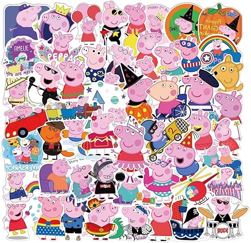 Miniatura 2 de 100 calcomanías de cerdo para niños lindas calcomanías para botellas de agua calcomanías impermeables de vinilo para laptop patineta bicicleta