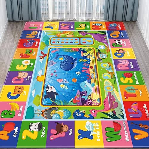 AKASISRUG Tapete de juego para bebé para piso, tapete de juego para niños, tapete de juegos para gatear, tapete educativo para el tiempo boca abajo,