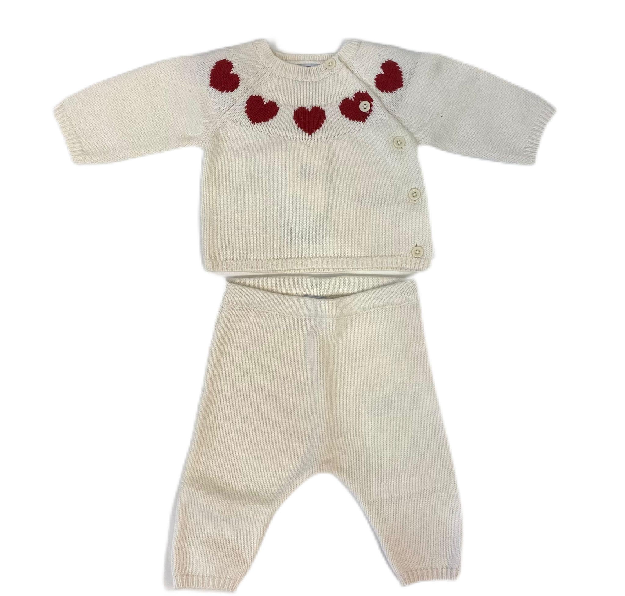 Petit Bateau A0AXZ 2-Teiliges Langarm-Set Unisex Baby Marshmallow/Corrida 12 Monate