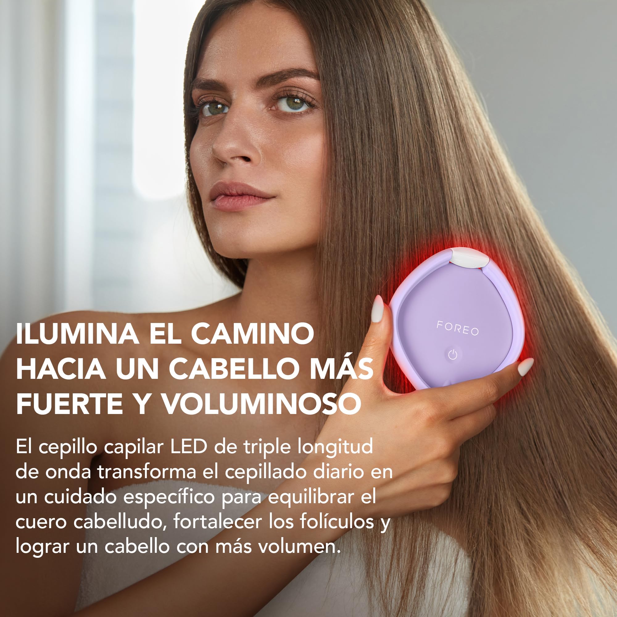 FOREO FLIP Play Advanced LED Light Hairbrush - Multi-Functional 3-in-1 Hair & Scalp Tool with Red, Blue & Green Light Modes – Designed to Support Scalp and Hair Appearance - I Lilac You!