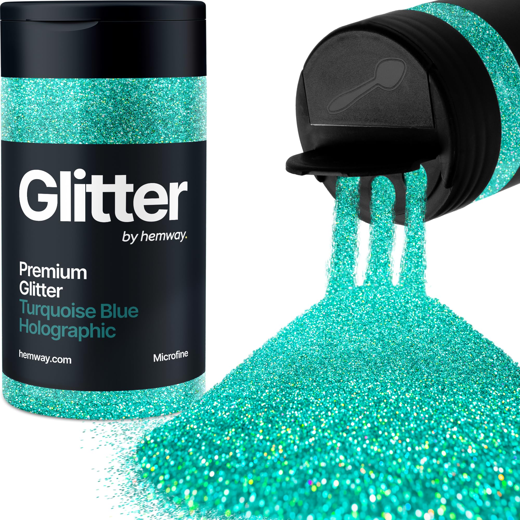 Holographic Turquoise Blue Glitter Shaker, 130g Microfine Glitter, Crafts 1/256" Metallic Flake Turquoise Blue Sequins