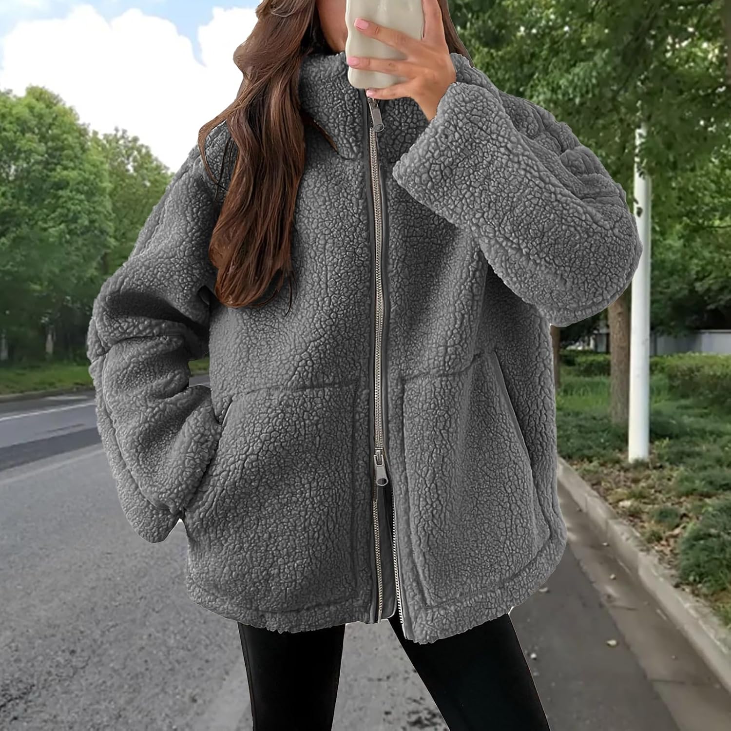 Women's Winter Fleece Jacket, Vintage Fashion Slim Fit Plush Coat for Autumn Winter Comfort and Style