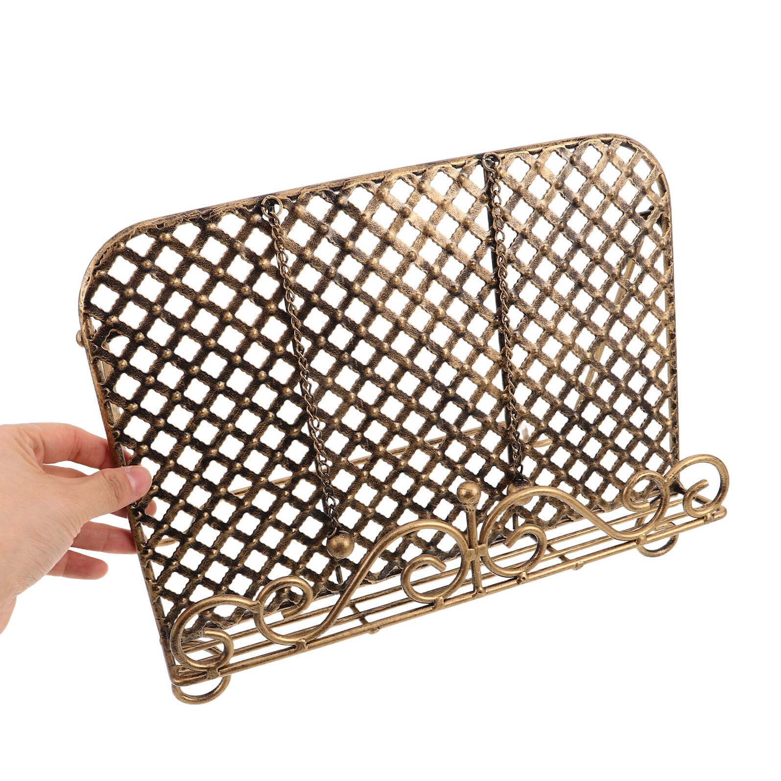 Vintage Stojak Książki Kucharskie z Metalu Solidny Łatwy Do Czyszczenia Uchwyt Książki i Dokumenty Organizer Przepisy Blat Kuchenny Dekoracyjny Antyczny Złoty Design