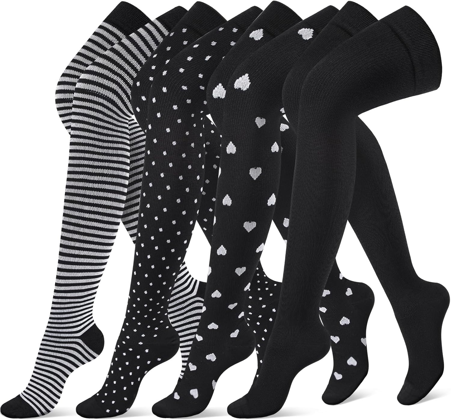 Shyyween 4 Pairs Nurse Compression Socks Thigh High for Women, Nurses Appreciation Gift Knee Sock for Medical Staff