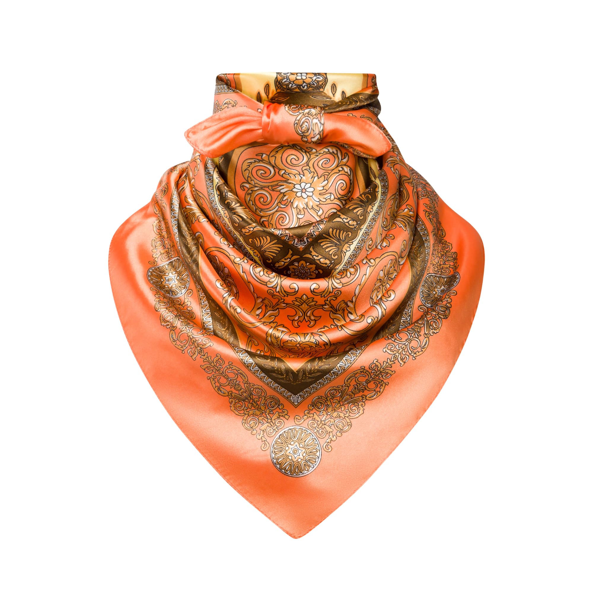 35" Men's Silk Cowboy Scarf - Oversized Western Bandana Neckwear, Large Square Scarf with Gift Packaging