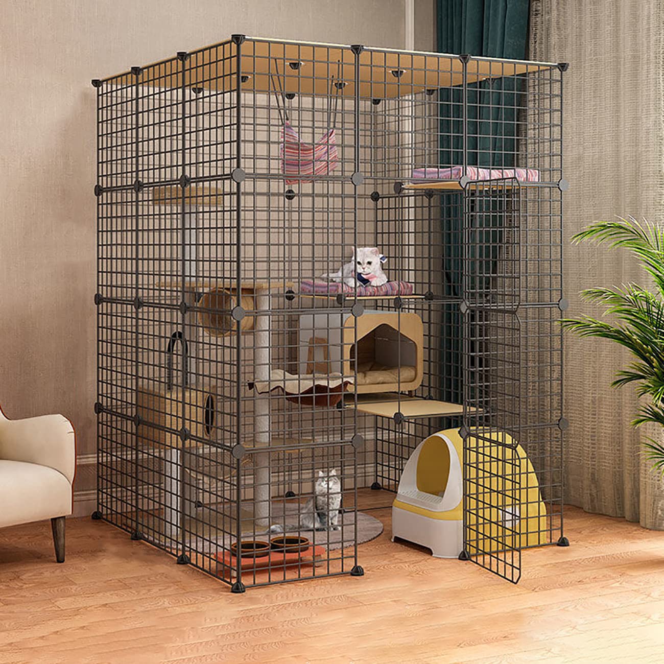 Amazon.co.jp: 猫 ケージ 大型 4階層 キャットケージ 3段/4段 特大 猫  