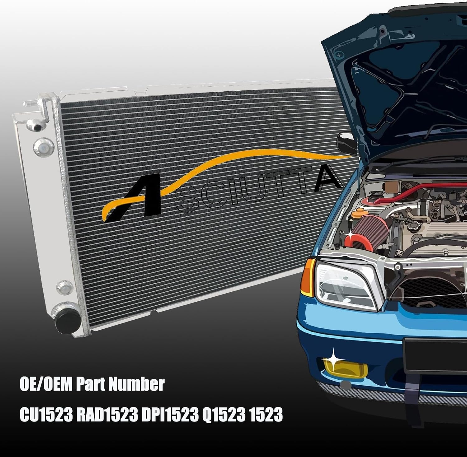 Radiator for 1994-2002 Chevy GMC C K 1500 2500 3500 V8 6.5L Turbo Diesel 3 Row Core Cooling Radiators