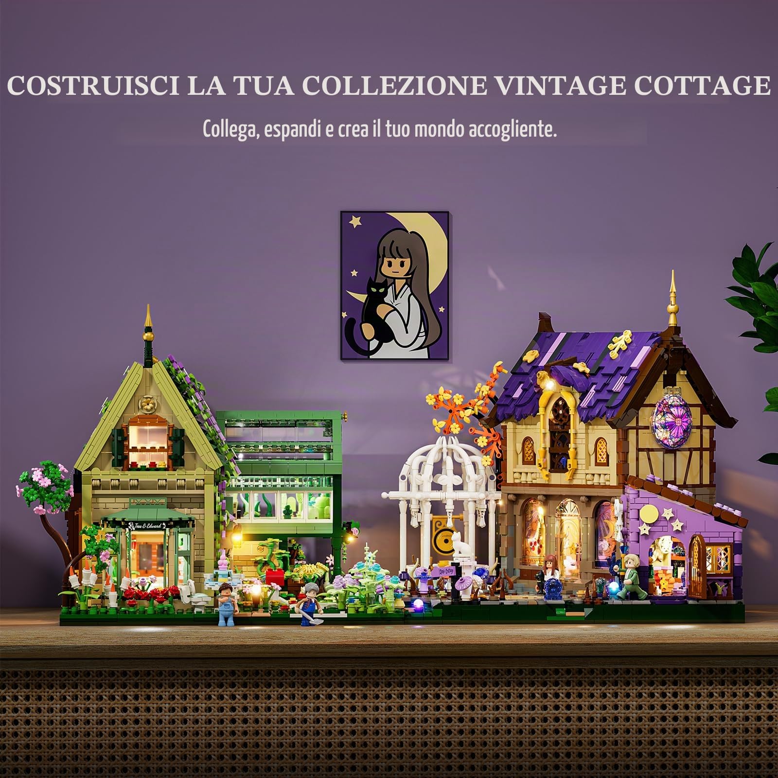 Lumibricks Luna Cottage Mattoncini Casa con Illuminazione e Musica, 2846 Pezzi Set di Costruzione per Adulti, con Sfera di Cristallo e Stanza dei Tarocchi, Modello da Collezione Idea Regalo
