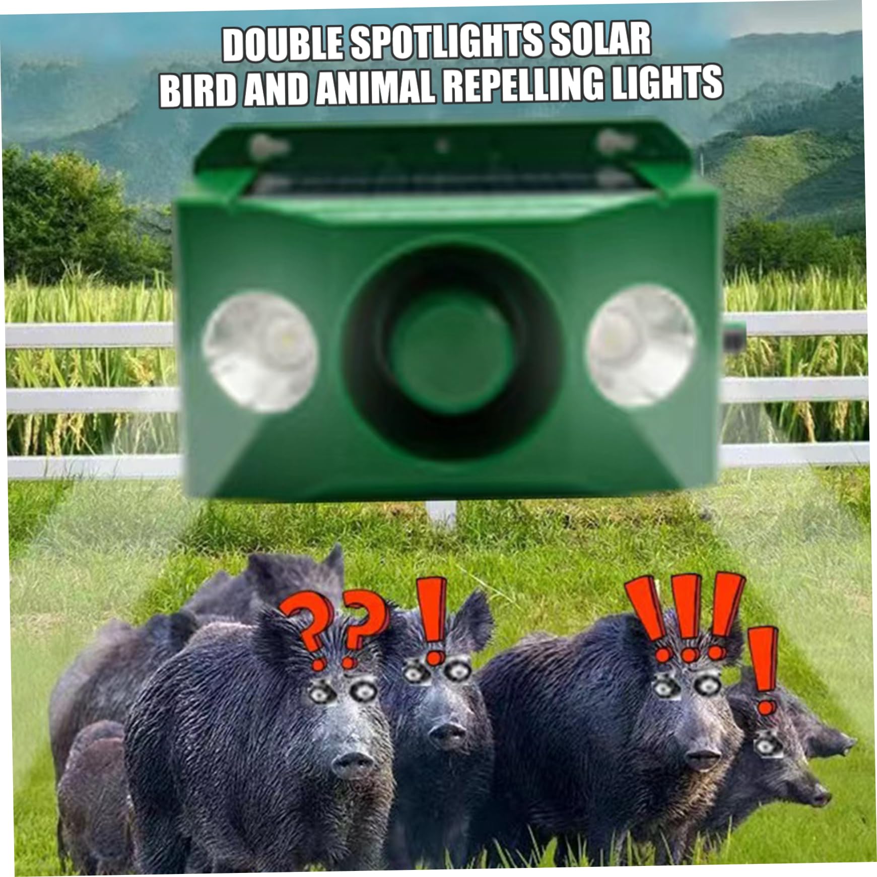 Allarme del sensore di movimento Alarmante rilevatore di movimento solare con 2 riflettori e sensore a infrarossi a infrarossi soubrabile esterno