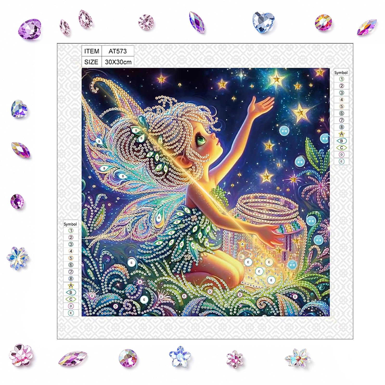 POETRYDRAW Elves Fairy Special Shaped DIY Partial Drill Diamond Art Painting Kits for Adults Beginners Home Decor Diamond Art Paintings 11.81x11.81in