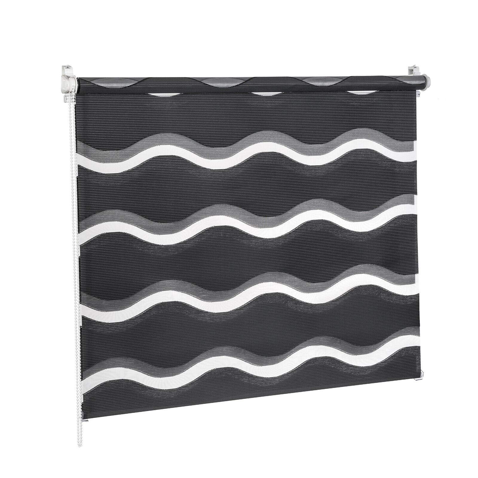 KSHANDEL24 DOPPELROLLO DUOROLLO Welle MIT 3D Effekt Weiss SCHWARZ GRAU Grafit FENSTERROLLO (Weiss, 95x150 cm)
