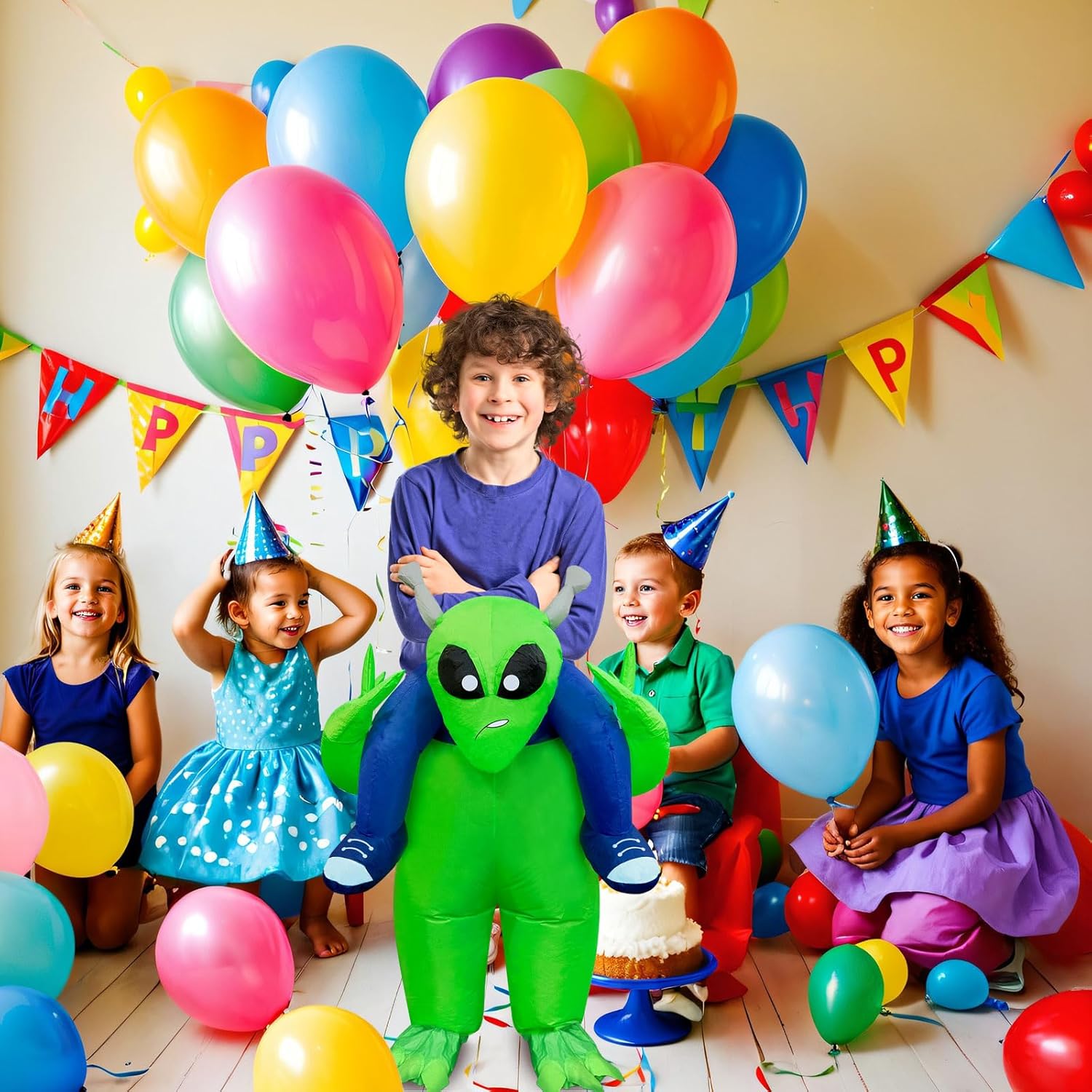 anroog Inflatable Alien Costume Kids Halloween Blow Up Ride on Alien Costumes Suit for Boys Girls Cosplay Party - Image 7