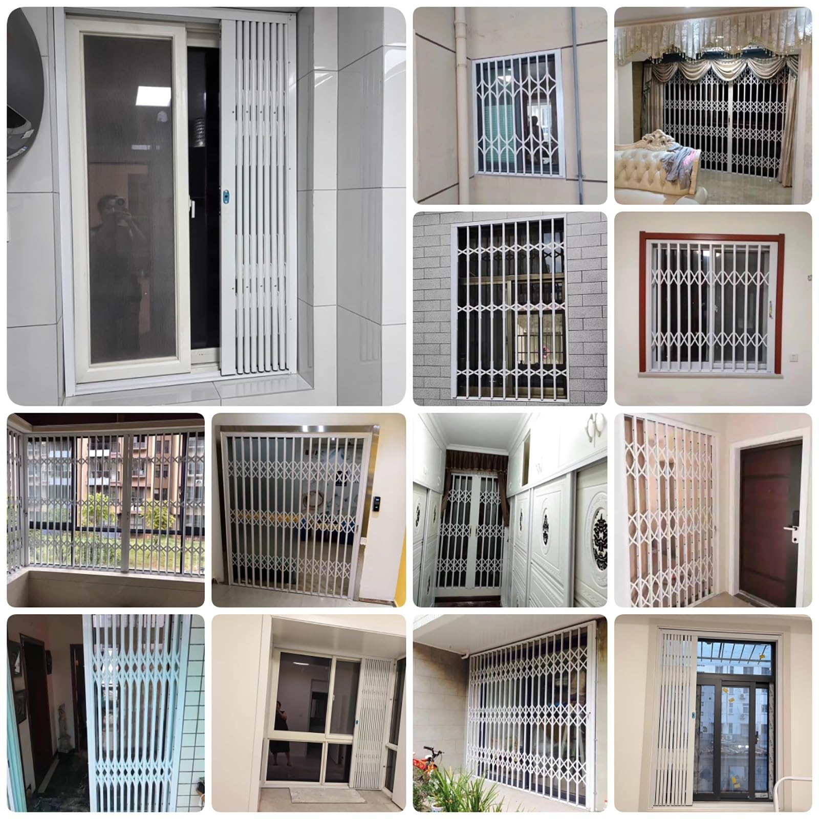 Einziehbares Fenstergitter - Faltbares Diebstahlschutzgitter für Schiebetüren Abschließbar Einbruchschutz für Wohnungen & Schlafsäle (W47.2 * H59in / 120 * 150cm)