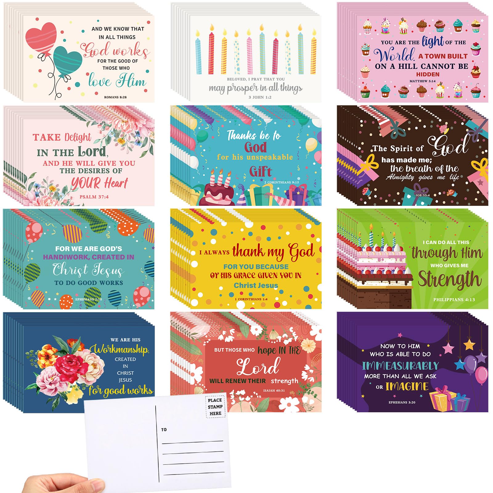 Kosiz 120 Pcs Christian Birthday Cards Bulk 4 x 6 Inch
