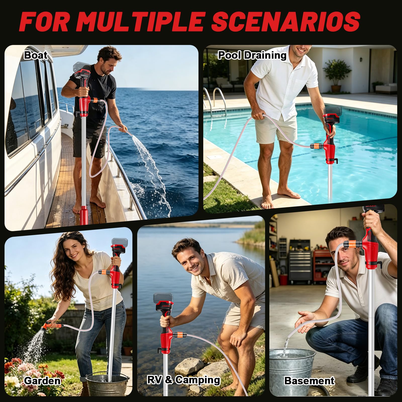 Pompe à eau de pluie sans fil 50 l/min pour Milwaukee 18V (sans batterie)