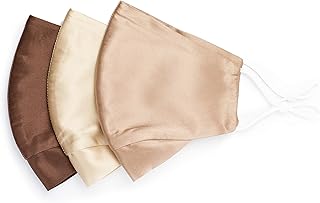 HABAC STUDIO - Pack of 3 100% Mulberry Silk Face Mask, Reusable Face Mask, Face Masks Washable UK, Masks for Women, Mens Face Mask, Silk Face Covering, Wedding Face Masks, Nose Wire, UK Seller