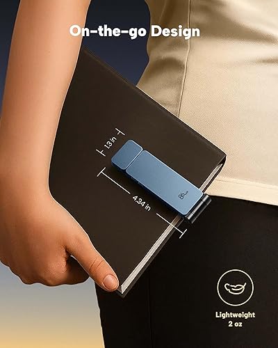 Miniatura 62 de 86lux Luz de libro, luz de lectura LED recargable con clip para uso en cama y noche, 3 temperaturas de color con atenuación continua, diseño de Oro