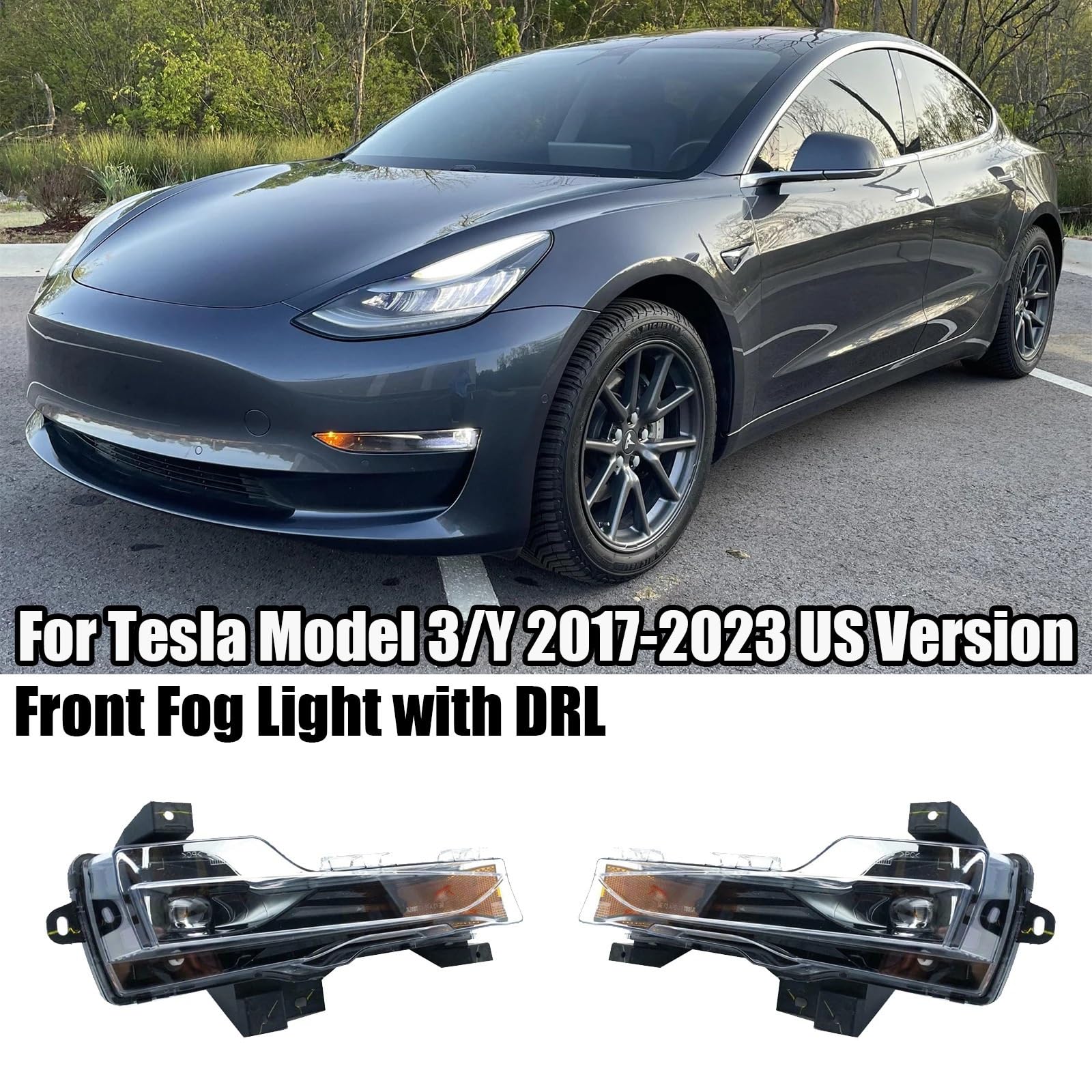 New Left for 2017 18 19 20 2021 Model 3 / Y Car Front Fog Light Driving Lamp LED DRL No Europe