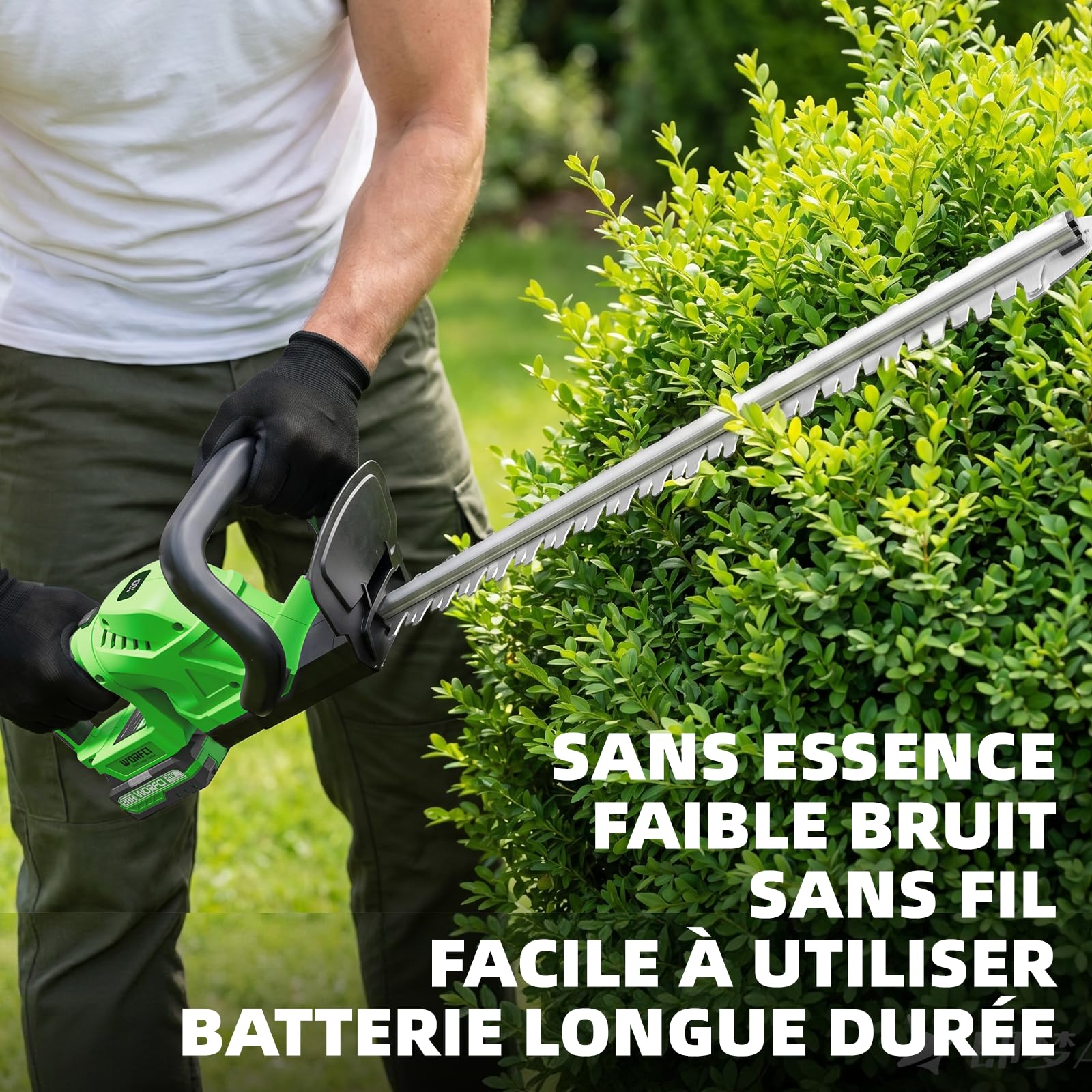 Taille-haie sans Fil de 50,8 cm (Comprend 2 Batteries et Chargeur), Taille-haie électrique à Main, poignée rotative à 180°, Taille-arbuste, léger et Compact, Vert