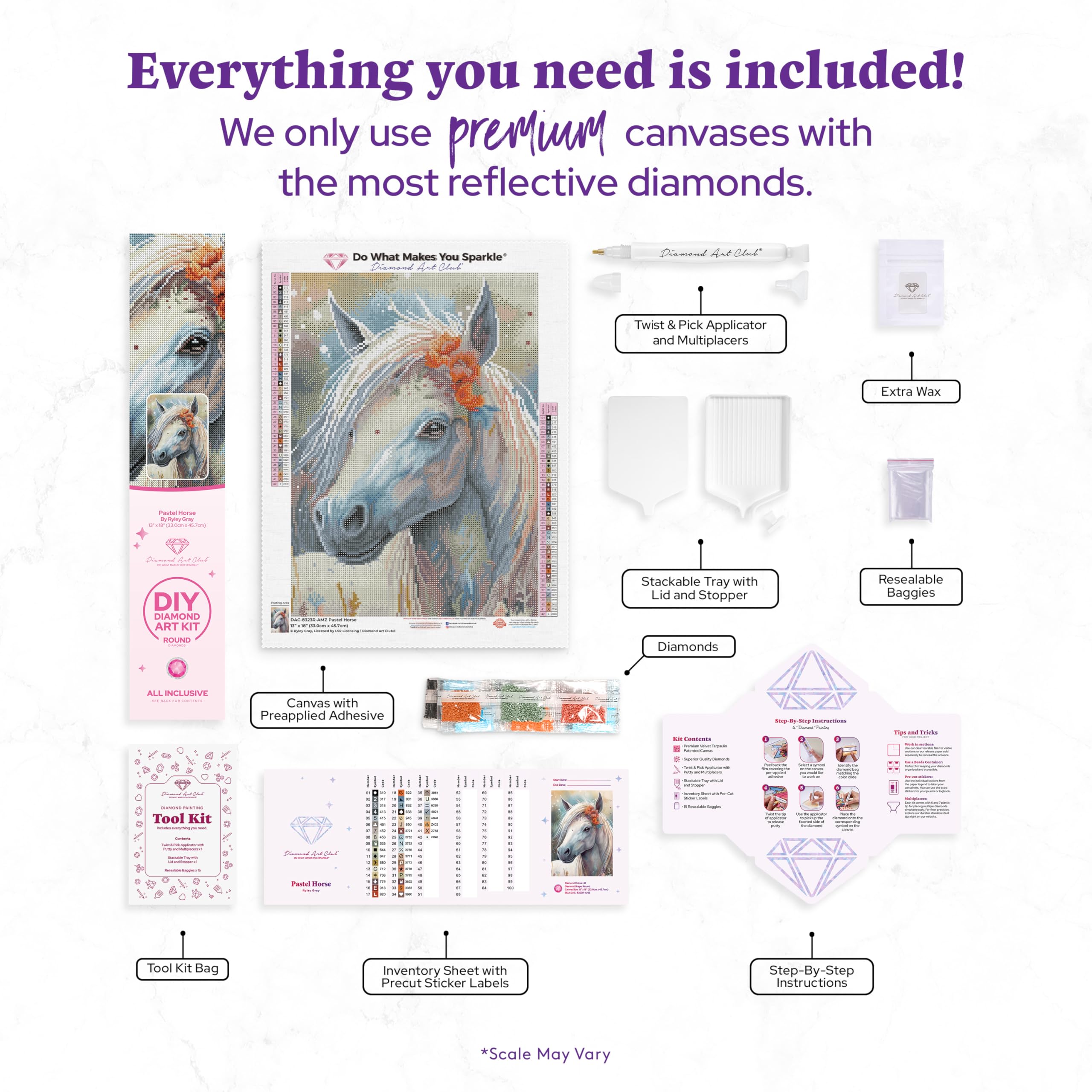 Amazon.com: DIAMOND ART CLUB Pastel Horse Diamond Painting