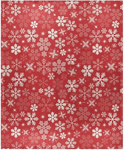 White Winter Snowflakes Christmas Sofa Throw Blanket Winter Plush Travel Blankets Flannel Ultra-Soft Throws 50x60 Inches for Car, Picnic, Travel