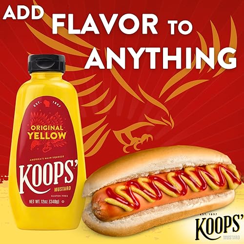 Miniatura 2 de Koops' Mostaza amarilla original  Mostaza gourmet, sin gluten, kosher, fabricada en Estados Unidos, a partir de semillas de mostaza de calidad,