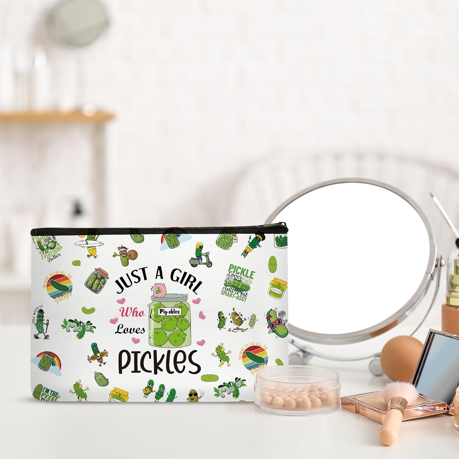 Pickles Makeup Bag Gifts for Women, Funny Cosmetic Bag for Food Cucumber Lover, Christmas Birthday Gift for Girl Friends Travel Toiletry Organizer Zipper Pouch - Image 5