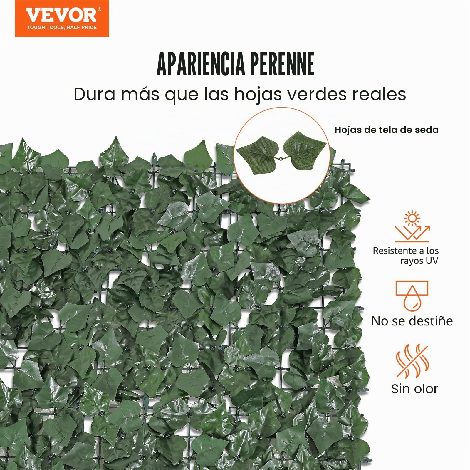 VEVOR Valla de Privacidad de Hiedra, 1500 x 2490 mm, Pantalla de Pared Verde Artificial, Valla de Hiedra Verde con Junta Reforzada, Setos Sintéticos Decoración de Hojas de Vid para Jardín Exterior