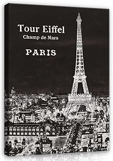 WallArena - Leinwand Bilder - Paris Eiffelturm - 40x60 cm Leinwandbilder - Bild auf leinwand - Wandbild XXL groß Wandbilder für Wohnzimmer Schlafzimmer Wohnzimmerbilder Modern kunstdruck - Stadt
