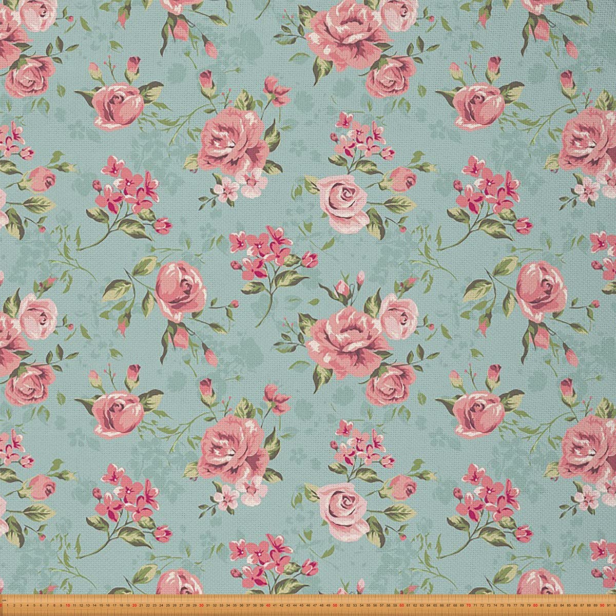 Vintage Floral Fabric by The Yard Cute Tiny Roses Nature Theme Upholstery Fabric for Chairs and Home DIY Projects Flowers Decorative Waterproof Fabric 2 Yards,(L184*W150cm)