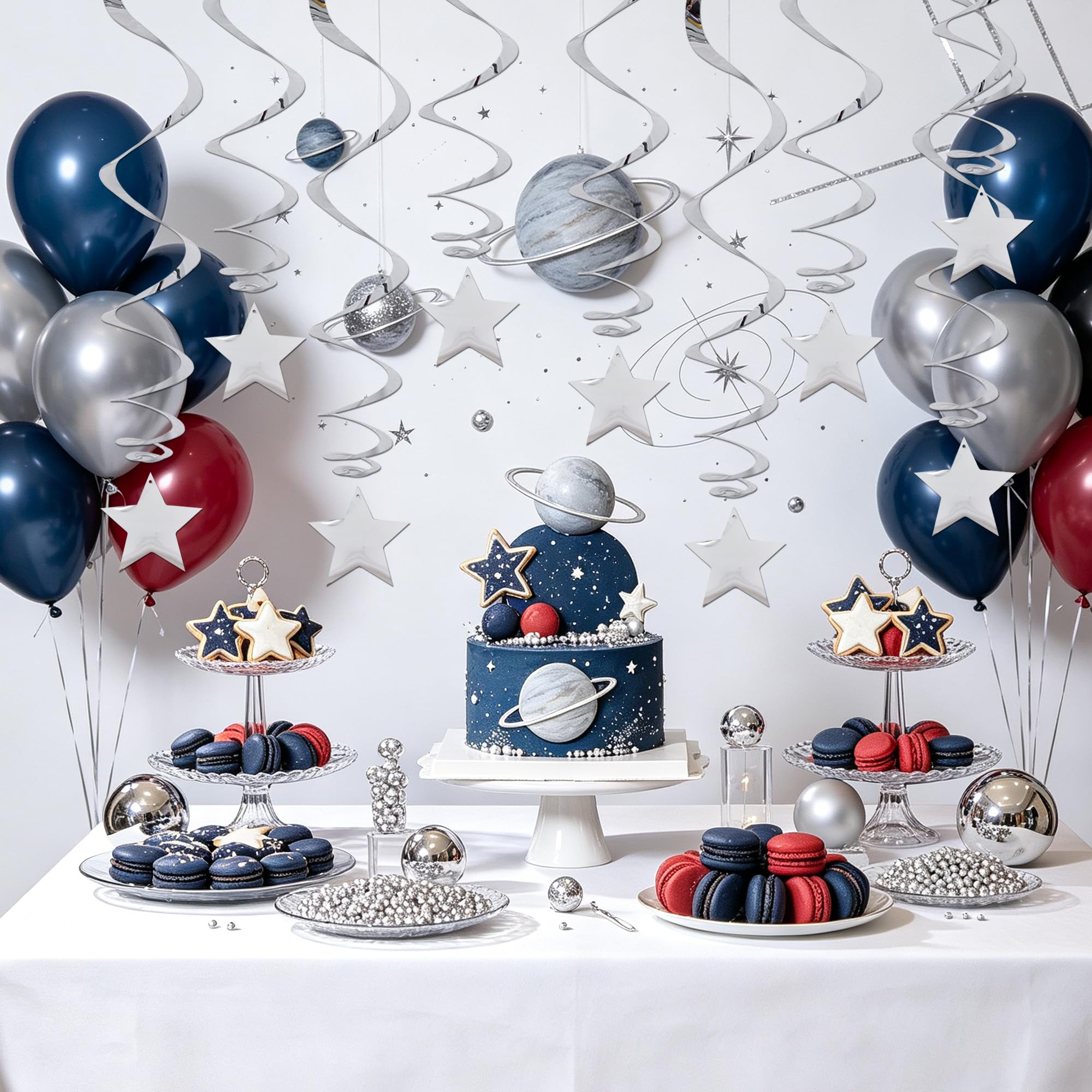 Silver Star Party Decorations - 15 Swirls -3