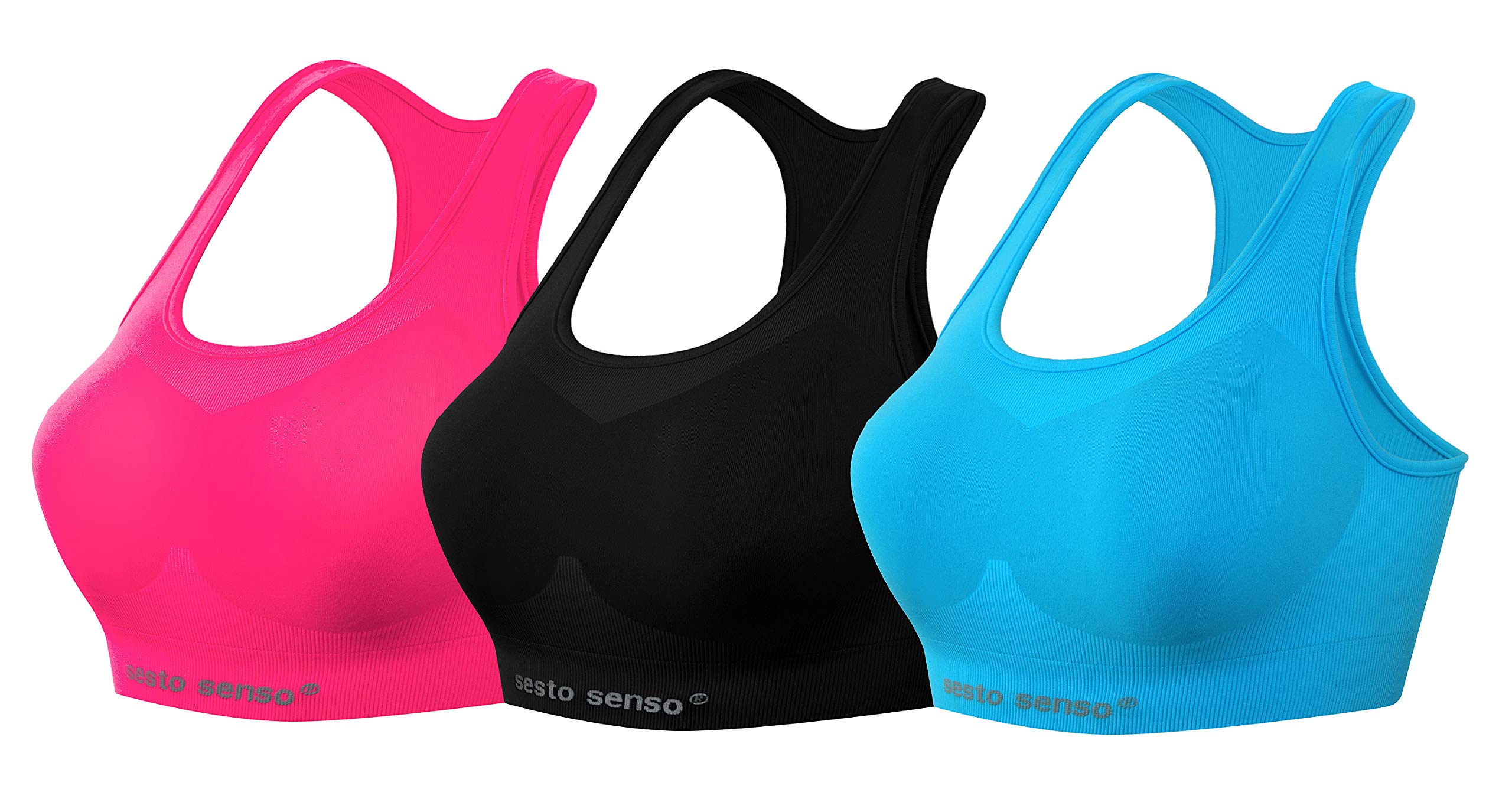 sesto senso Sport BH Nahtlos 3er Pack Damen Racerback Starker Halt ohne Bügel