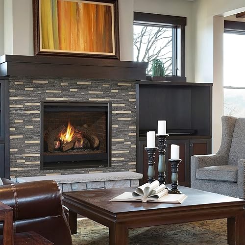 Vista 59 de STICKGOO 20 hojas de azulejos autoadhesivos para salpicaduras para cocina y baño, aspecto de arenisca blanca, PVC, mezcla de metal dorado, azulejos