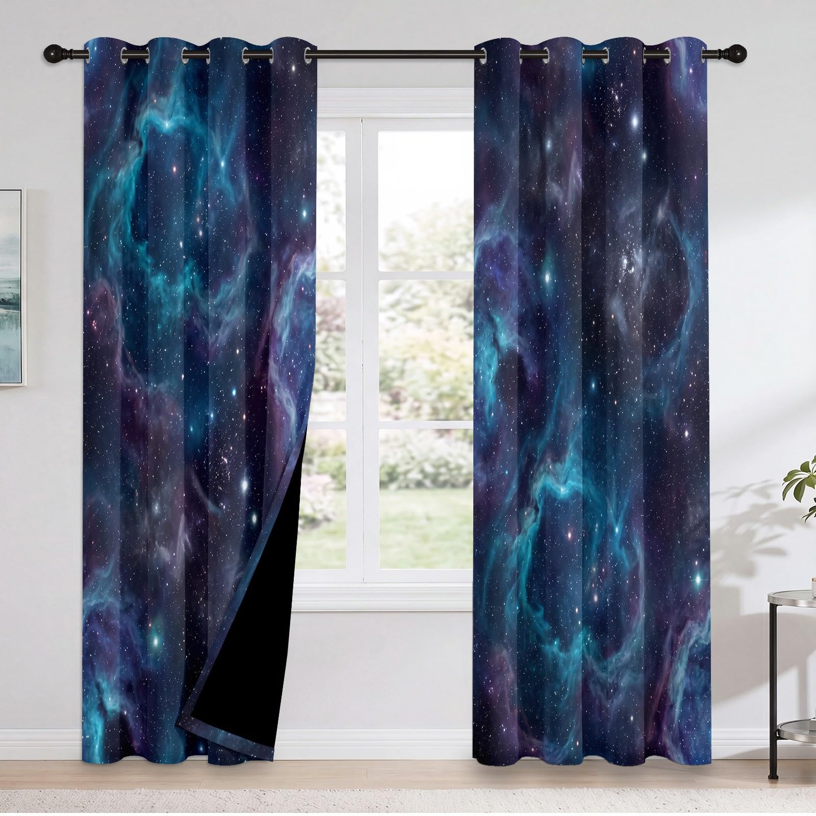 Verdunklungsvorhänge 2er H260 x B140 cm, Dunkelblau Blickdicht Gardinen