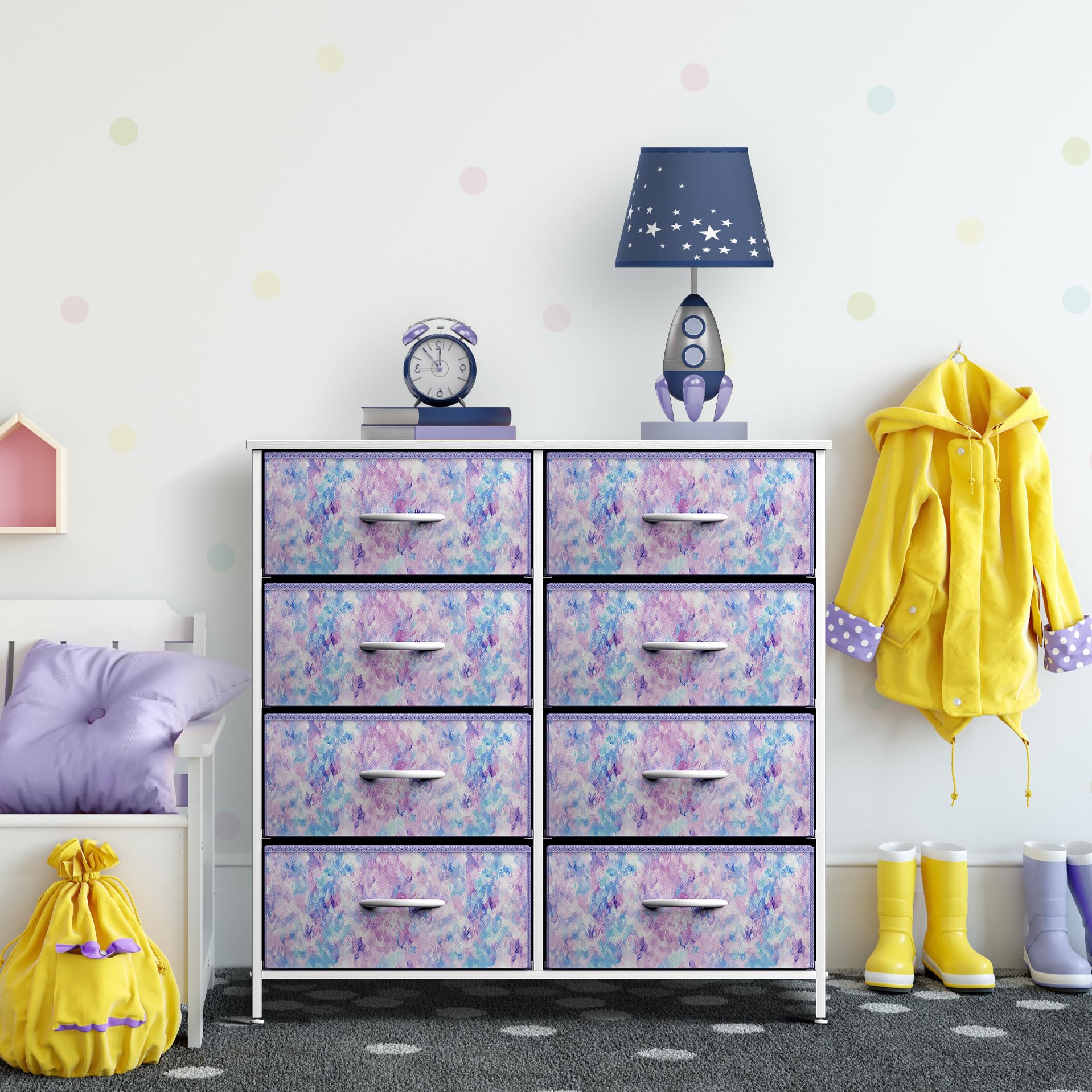 pink and blue dresser Mid Century Modern Atomic Navy Blue Bright Pink Green 4-Drawer Dresser