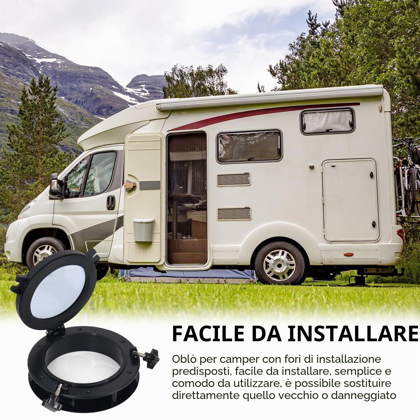Oblò Da 26,5 Cm, Universale Oblò Rotondo Nero Finestra Per Camper OblòS Nautici Accessorio Di Ricambio Per Porte Di Barche E Yacht