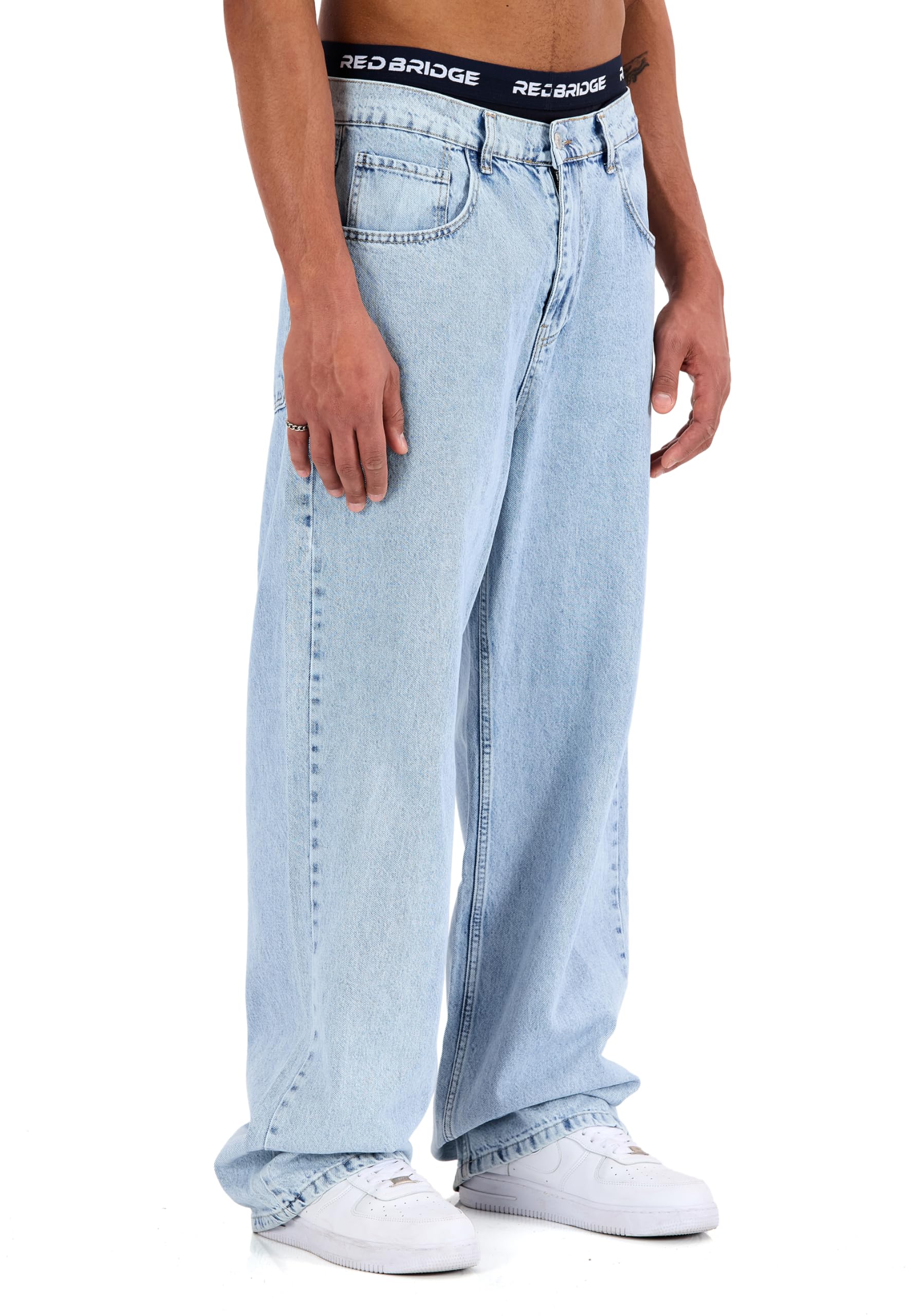 by Denim House Wide Leg Jeans Baggy Fit Denim Hose im 5 Pocket Style Bequeme Loose Fit Jeans für Streetwear und Alltag