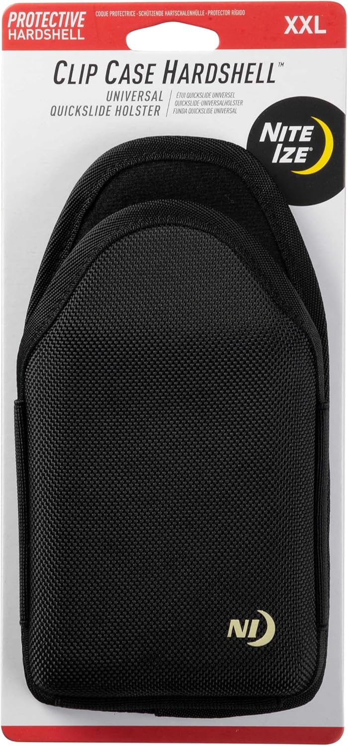 Nite Ize Clip Case Hardshell Universal QuickSlide Holster, Protective Open Top Phone Holster with Belt Clip, XXL