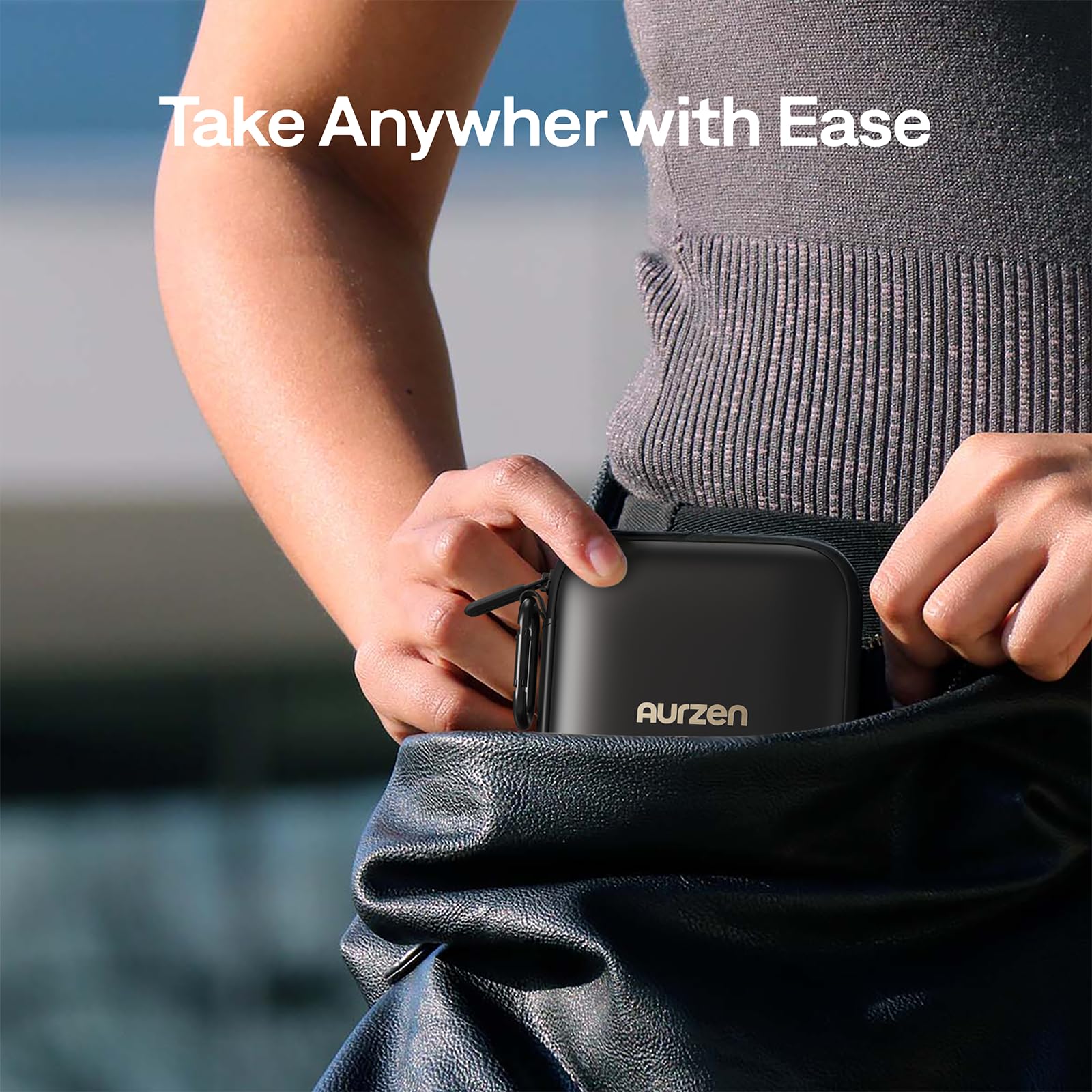 Aurzen CasePlay Tragetasche für Zip Mini Beamer – Wasserdicht & Stoßfest, mit Typ-C Schnellladekabel – Perfekt für unterwegs
