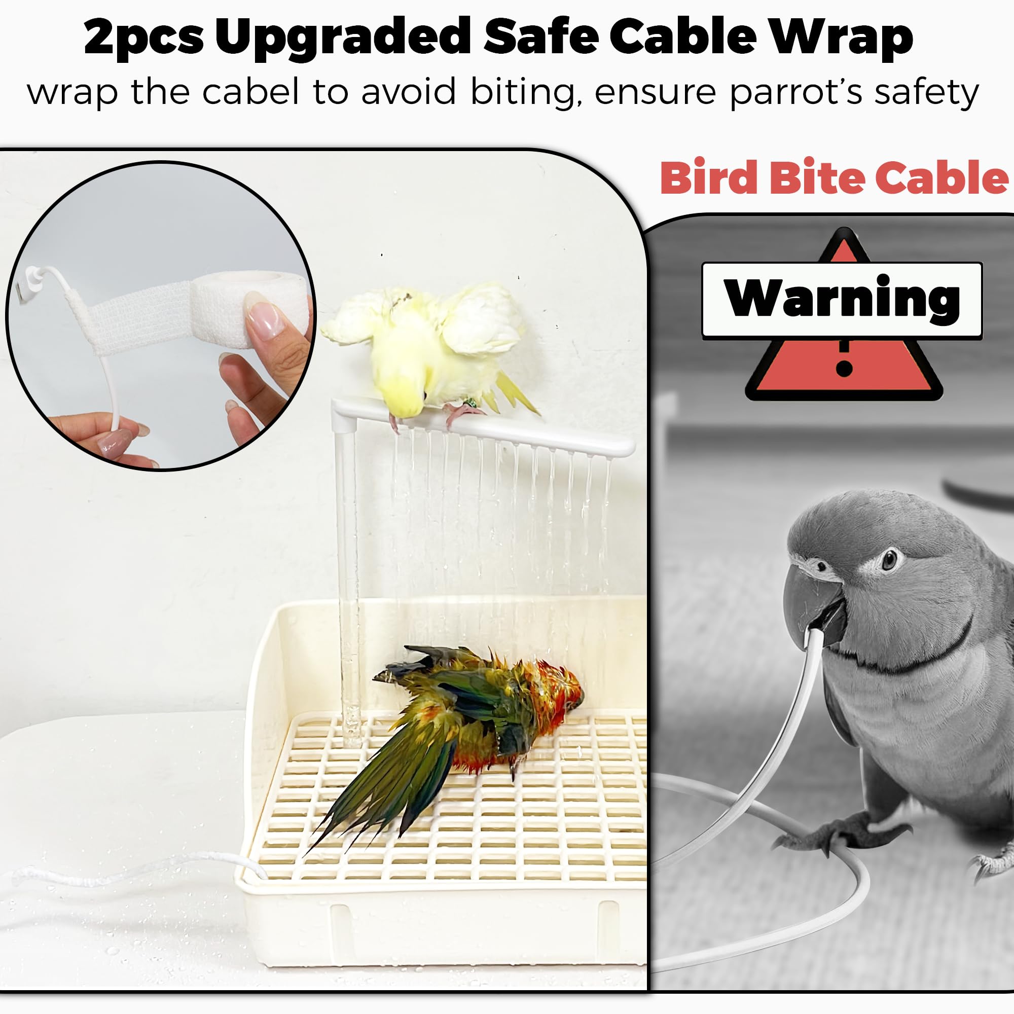 Automatic Parakeet Bird Bath with Pump, Large Bird Shower Fountain Indoor Bathtub with Running Water, Parrot Bath Tub Faucet for Pet Birds, African Grey, Cockatiel, Conure, Budgie, Lovebird - image 2