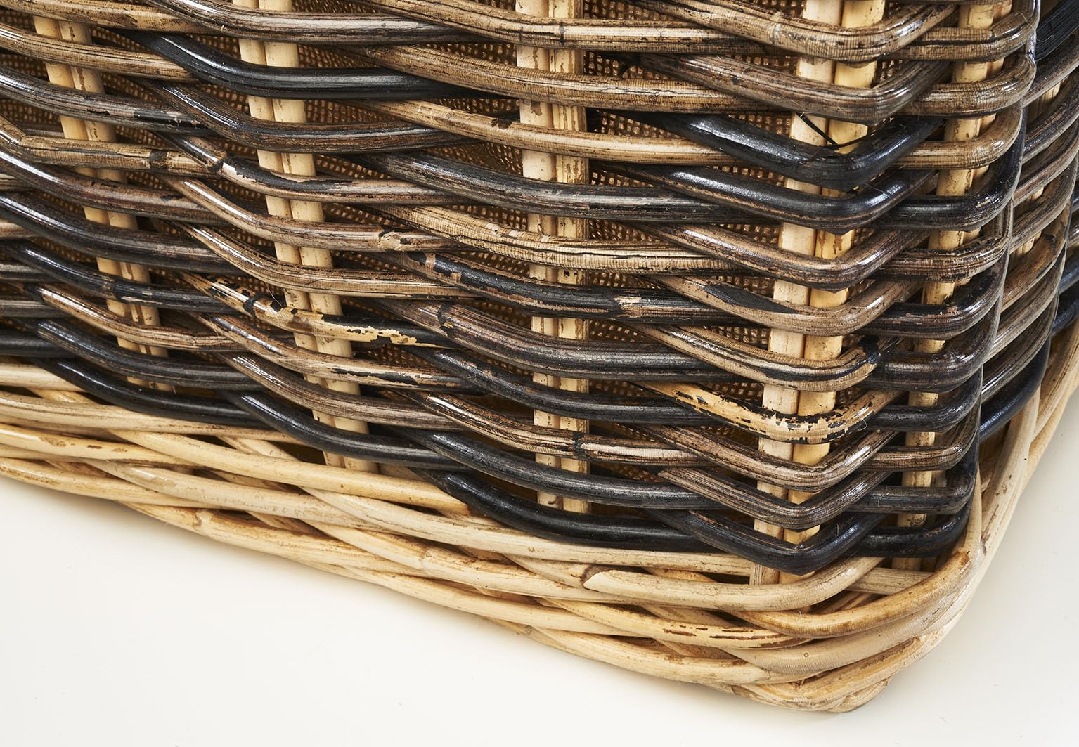 Kobolo Holztrage Holzkorb für Kaminholz Rattan mit Jutestoff und Henkel